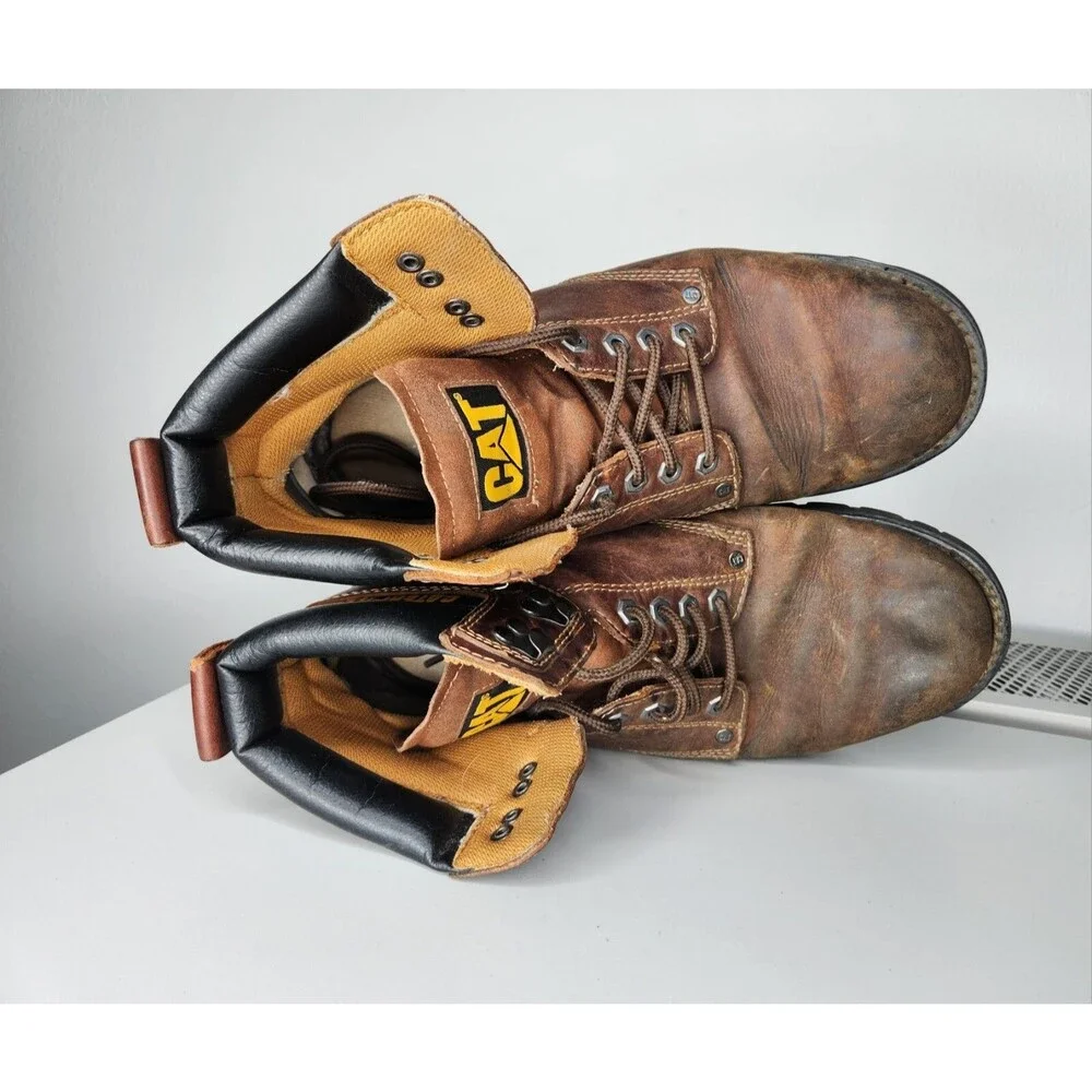 CAT Caterpillar WORK BOOTS SIZE 12 MEN Walking Machines OIL RESISTANT